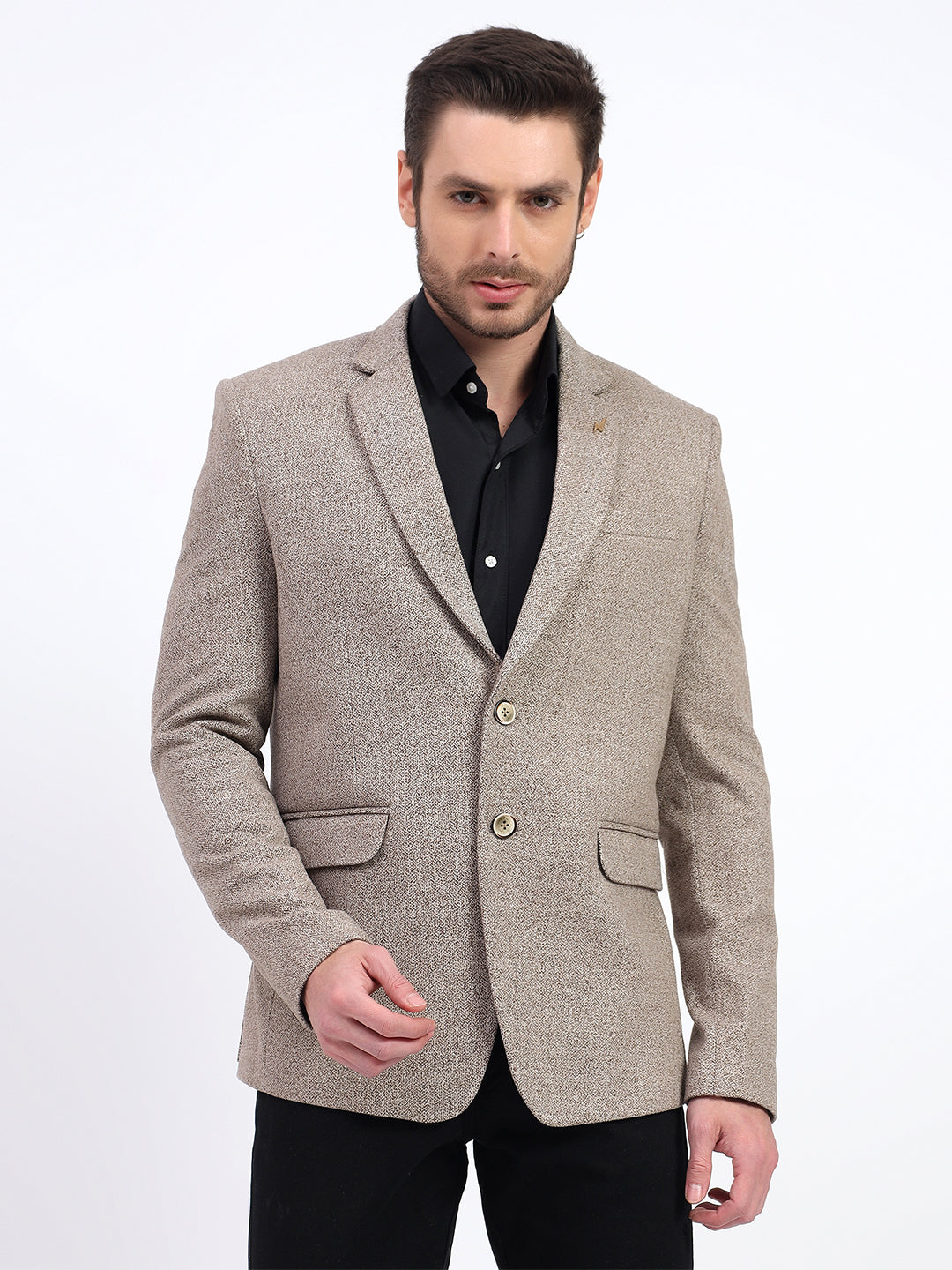 Darelooks Men's Classic Tweed Blazer for Office & Formal Wear (Dark Brown)